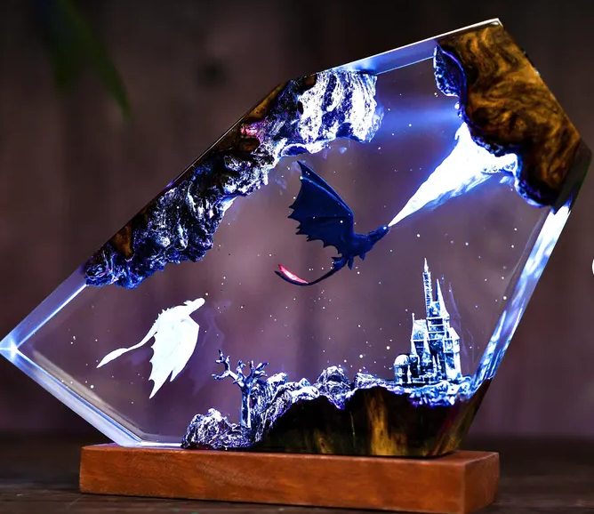 Toothless and the Light Fury Resin lamp