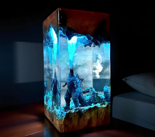 Godzilla resin lamp
